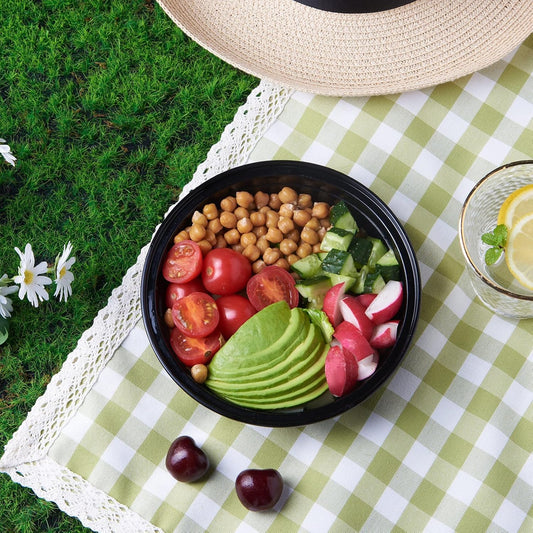 وعاء ميكروويف دائري بقاعدة سوداء