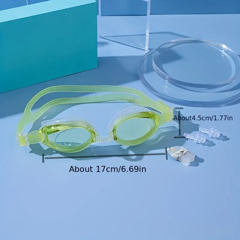Adjustable Swimming Glasses With Nose Clip & Ear Plugs