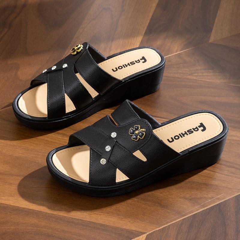 Slippers for Women Fish Mouth High Heel Wedge Slippers