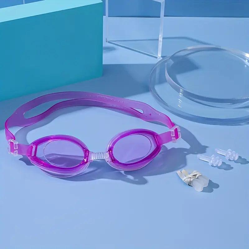 Adjustable Swimming Glasses With Nose Clip & Ear Plugs
