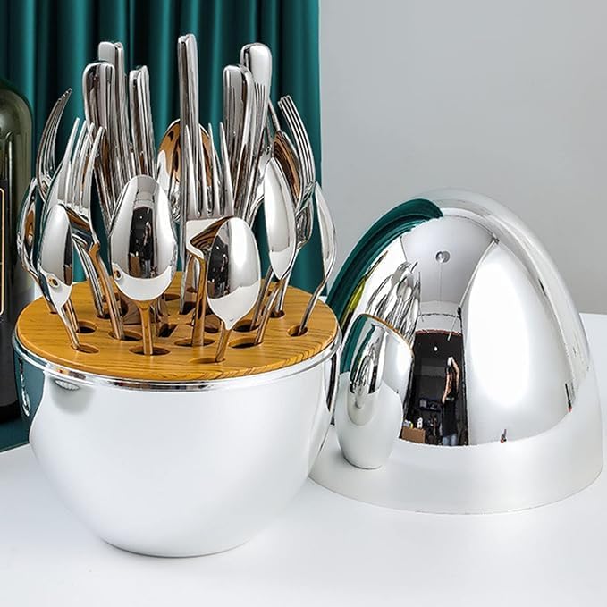 24pcs Oval Shape Cutlery Spoon Fork And Knife Set (Decorative Piece)