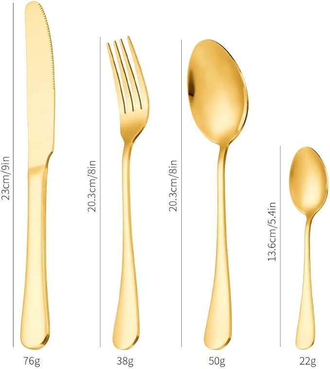 طقم أدوات مائدة 24 قطعة من الفولاذ المقاوم للصدأ باللونين الذهبي والفضي الجديد
