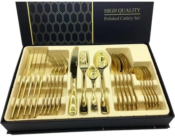 24-Piece Stainless Steel Gold And Silverware Set