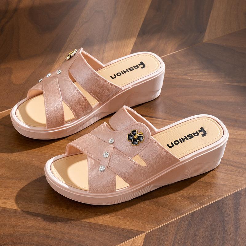 Slippers for Women Fish Mouth High Heel Wedge Slippers