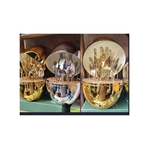 24pcs Oval Shape Cutlery Spoon Fork And Knife Set (Decorative Piece)