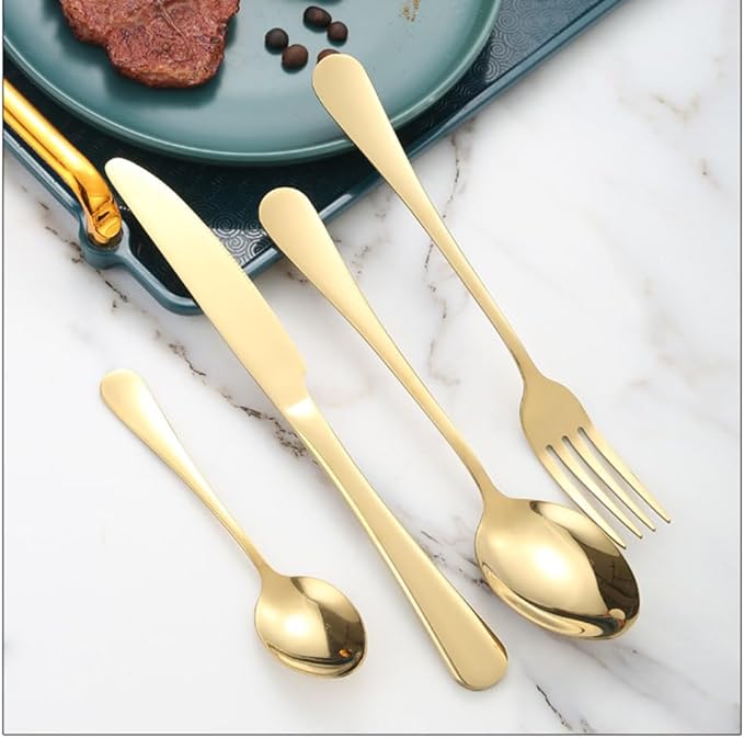 24-Piece Stainless Steel Gold And Silverware Set