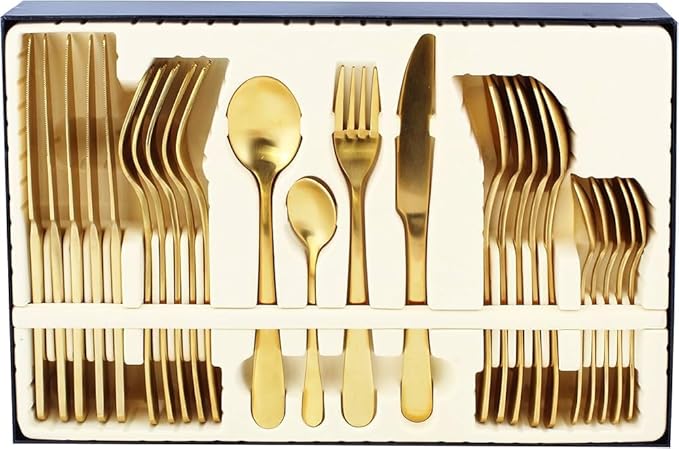 24-Piece Stainless Steel Gold And Silverware Set