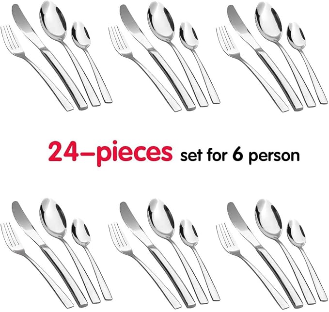 24-Piece Stainless Steel Gold And Silverware Set