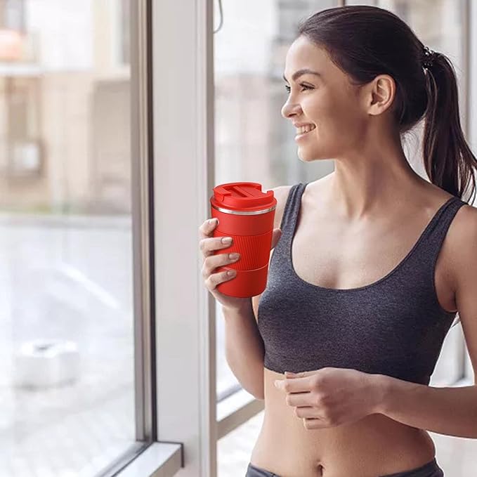 Insulated Coffee Cup, 380ML Thermal Mug with Non-Slip Design