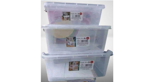 مجموعة صناديق تخزين بلاستيكية مكونة من 3 قطع