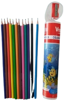 مجموعة أقلام تلوين مكونة من 12 قطعة مع مبراة