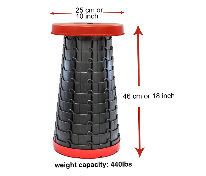 كرسي تلسكوبي متين قابل للطي - أحمر وأسود