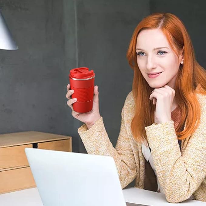 Insulated Coffee Cup, 380ML Thermal Mug with Non-Slip Design