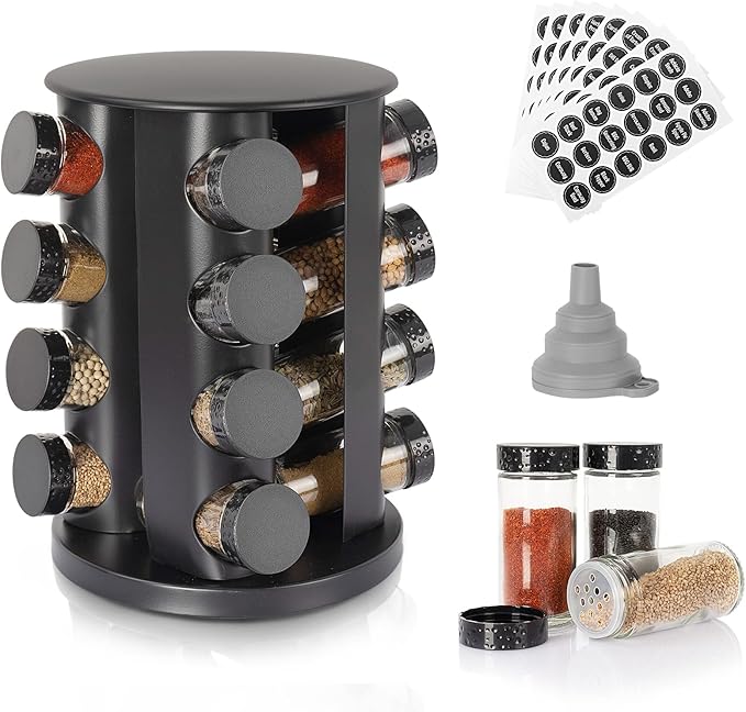 Revolving Stainless Steel Spice Bottle Set