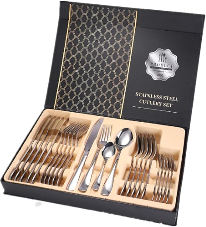 24-Piece Stainless Steel Gold And Silverware Set