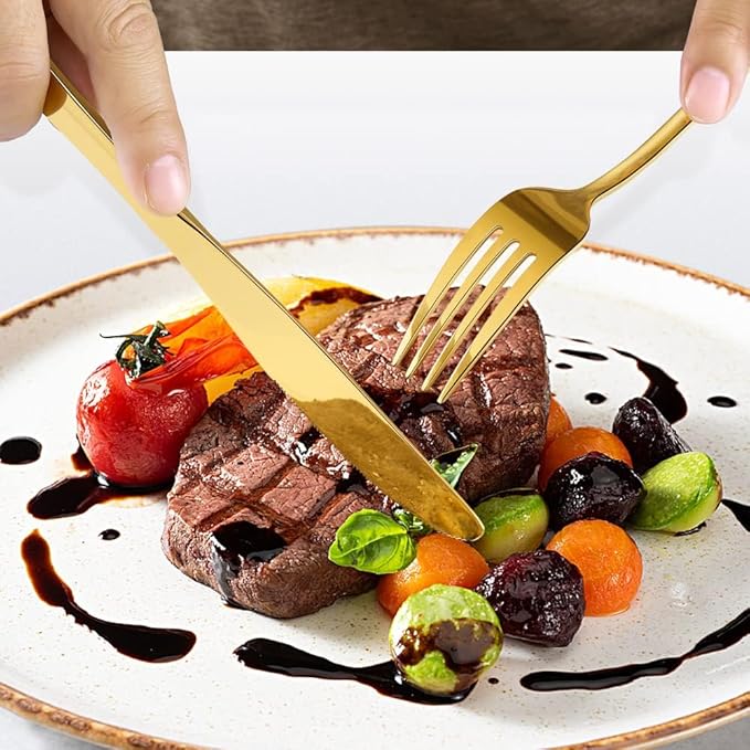 24-Piece Stainless Steel Gold And Silverware Set