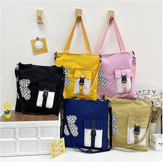 13.78 Inch Canvas Crossbody Shoulder Tote Bag