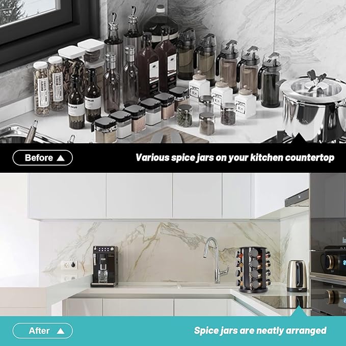 Revolving Stainless Steel Spice Bottle Set