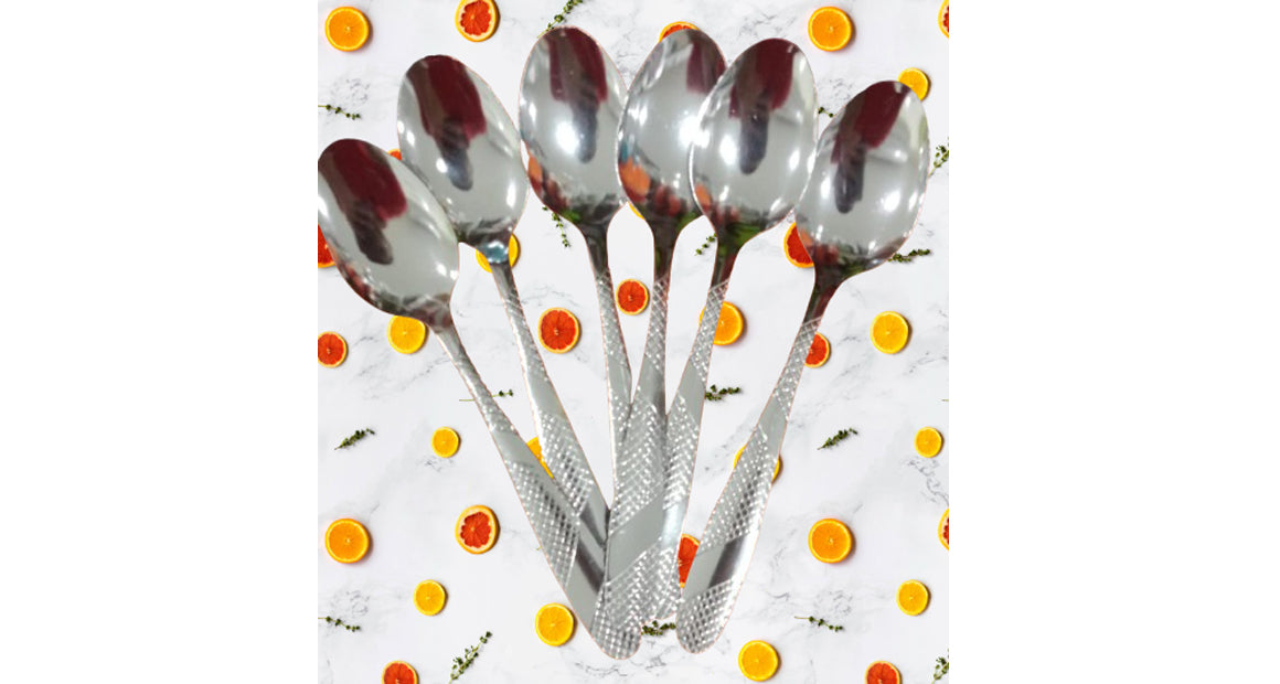 6 Pcs Steel Oval Spoon Set