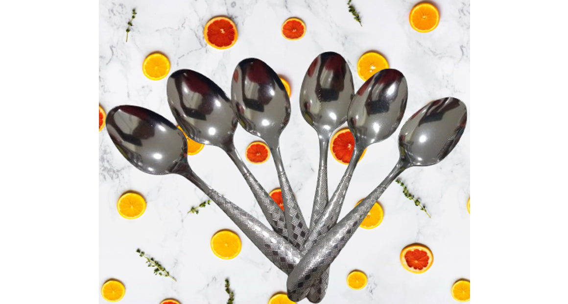 6 Pcs Steel Oval Spoon Set