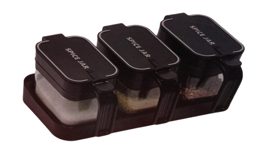 3 Pieces Spice Shaker Jars, Plastic Seasoning Shaker Box Set with Lid,