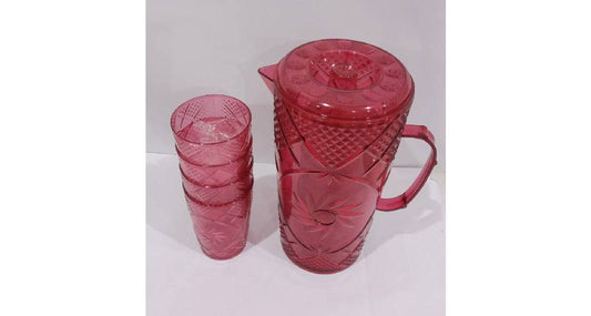 إبريق بلاستيكي مع 4 أكواب