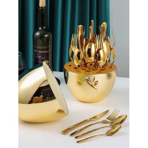 24pcs Oval Shape Cutlery Spoon Fork And Knife Set (Decorative Piece)