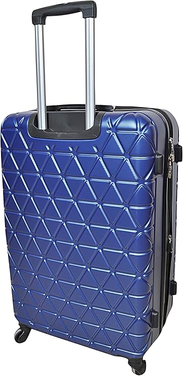 مجموعة حقائب سفر بعجلات للكبار، 3 قطع، ذات جوانب صلبة، باللون الأزرق الداكن والرمادي