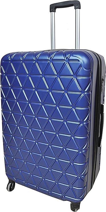مجموعة حقائب سفر بعجلات للكبار، 3 قطع، ذات جوانب صلبة، باللون الأزرق الداكن والرمادي