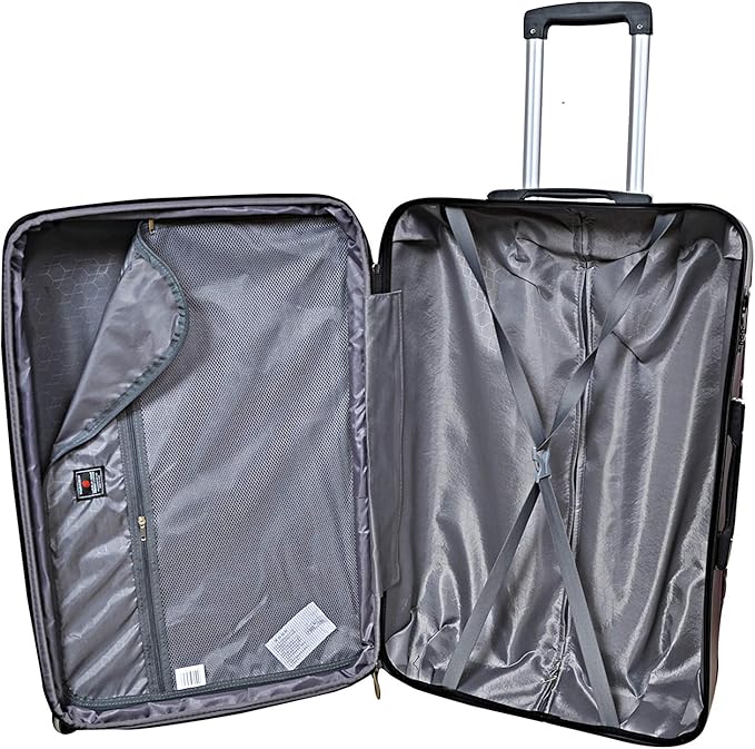 مجموعة حقائب سفر بعجلات للكبار، 3 قطع، ذات جوانب صلبة، باللون الأزرق الداكن والرمادي