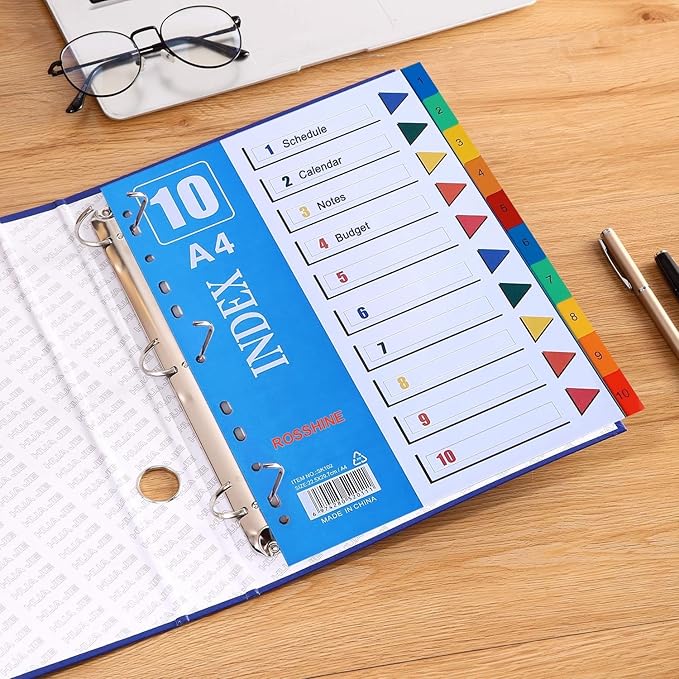 A4, 10 / 20 Plastic Folder Dividers for Ring