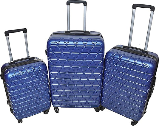 Trolley Bags Adult Hardside Spinner Luggage 3 Pieces Set, Navy Blue and Gray