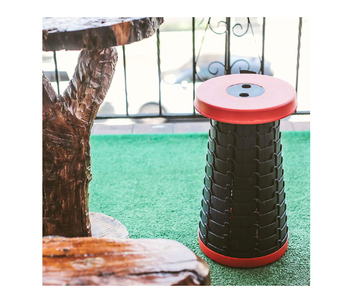 كرسي تلسكوبي متين قابل للطي - أحمر وأسود