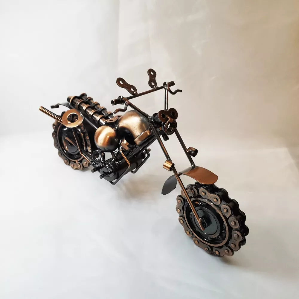 تحفة فنية مصغرة على شكل دراجة نارية معدنية من Crazy-crafts، كبيرة، فضية، ارتفاع 12.5 سم