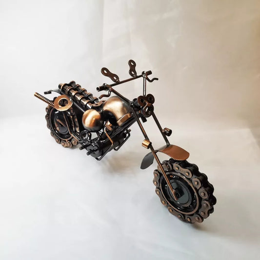 تحفة فنية مصغرة على شكل دراجة نارية معدنية من Crazy-crafts، كبيرة، فضية، ارتفاع 12.5 سم