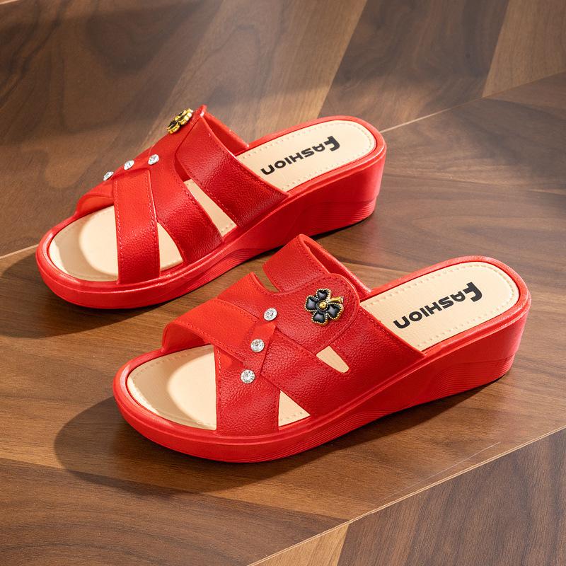 Slippers for Women Fish Mouth High Heel Wedge Slippers