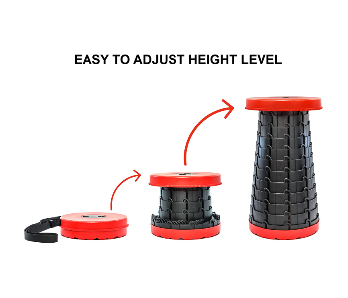 كرسي تلسكوبي متين قابل للطي - أحمر وأسود