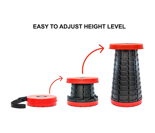 كرسي تلسكوبي متين قابل للطي - أحمر وأسود