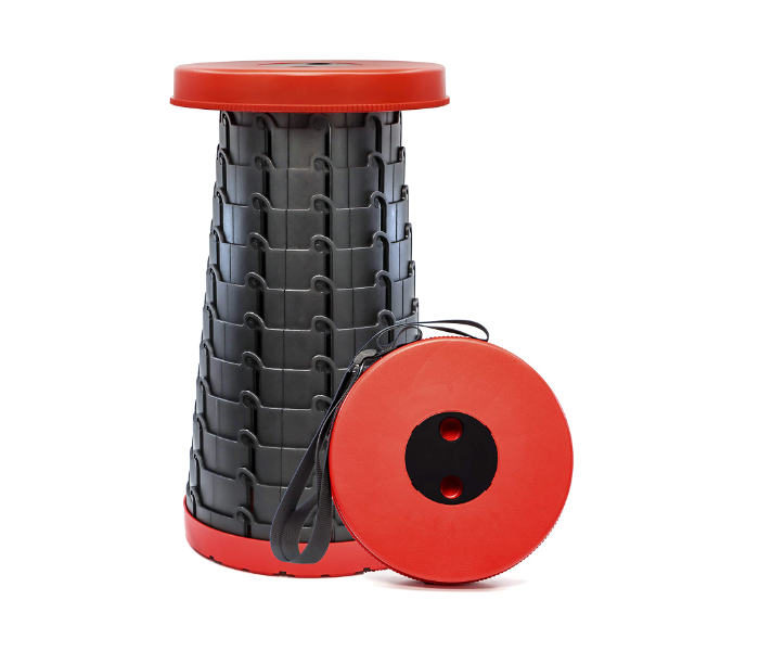 كرسي تلسكوبي متين قابل للطي - أحمر وأسود