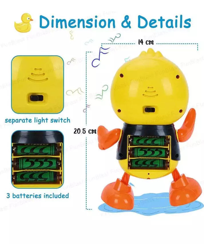 لعبة هدية للأطفال على شكل بطة كهربائية راقصة لطيفة مع موسيقى وأضواء