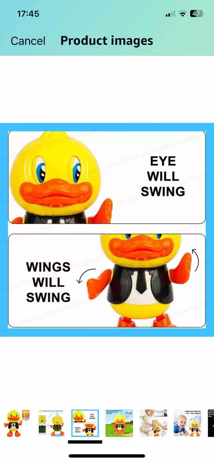 لعبة هدية للأطفال على شكل بطة كهربائية راقصة لطيفة مع موسيقى وأضواء