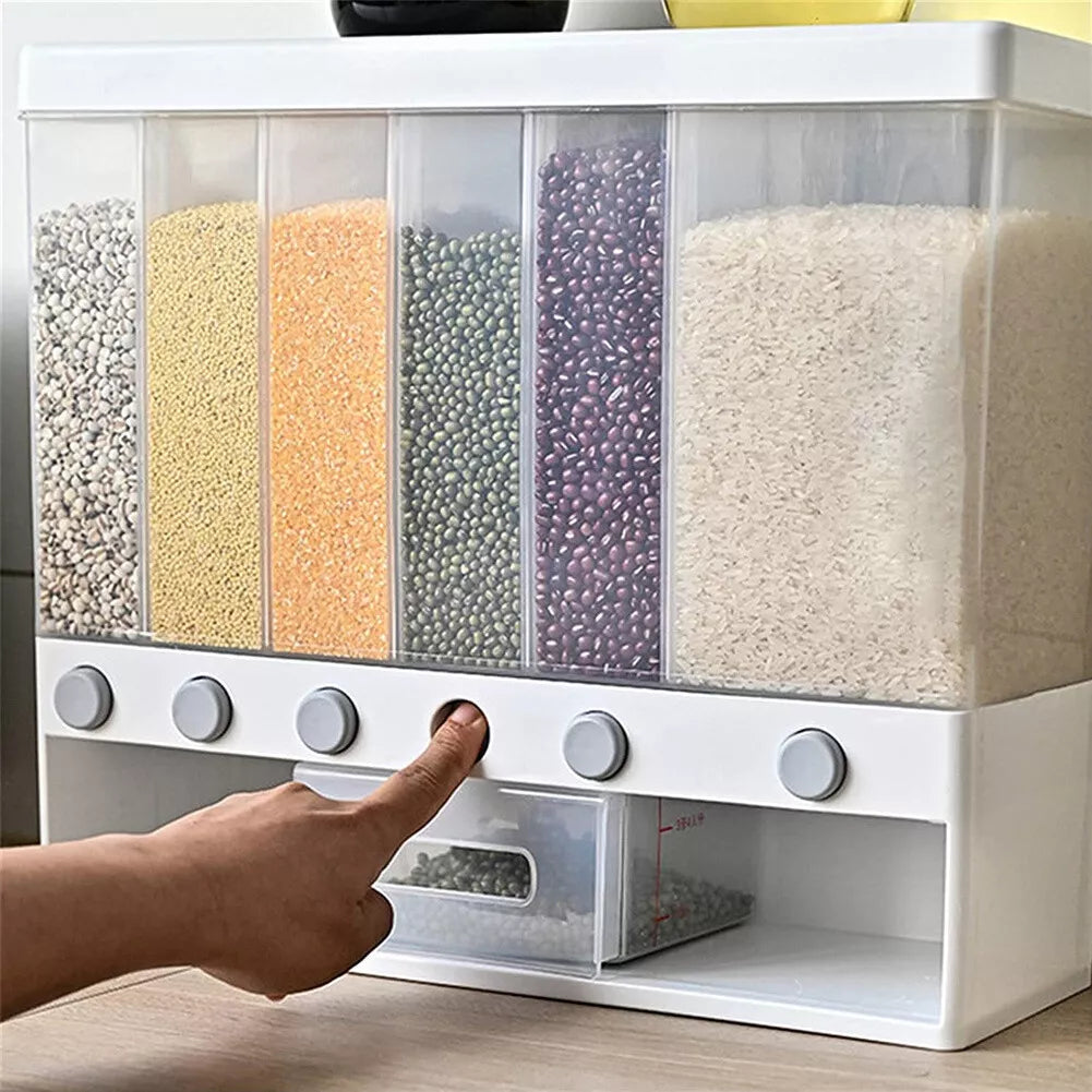 Plastic Multi-Function Food Grain Storage Container Grid Rice Bucket