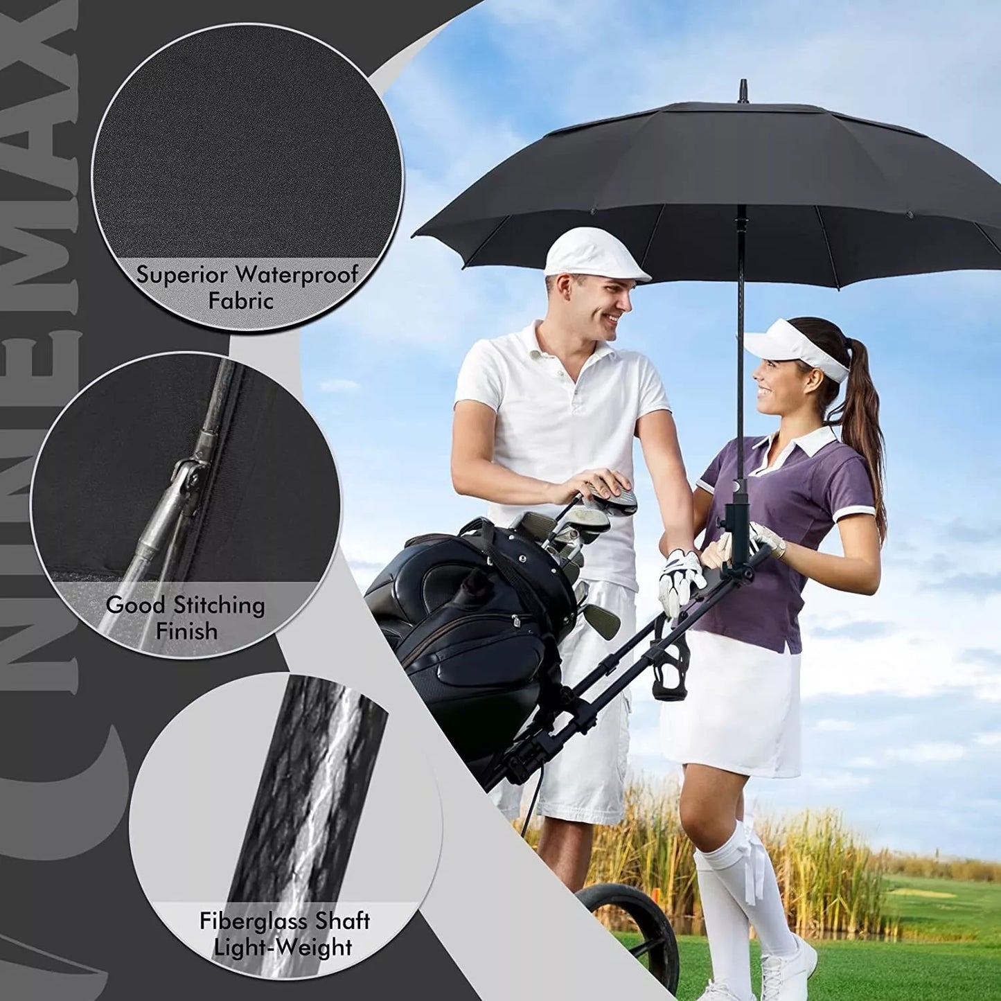 مظلة جولف كبيرة جدًا مقاس 70 سم، مظلة كبيرة طويلة شديدة التحمل