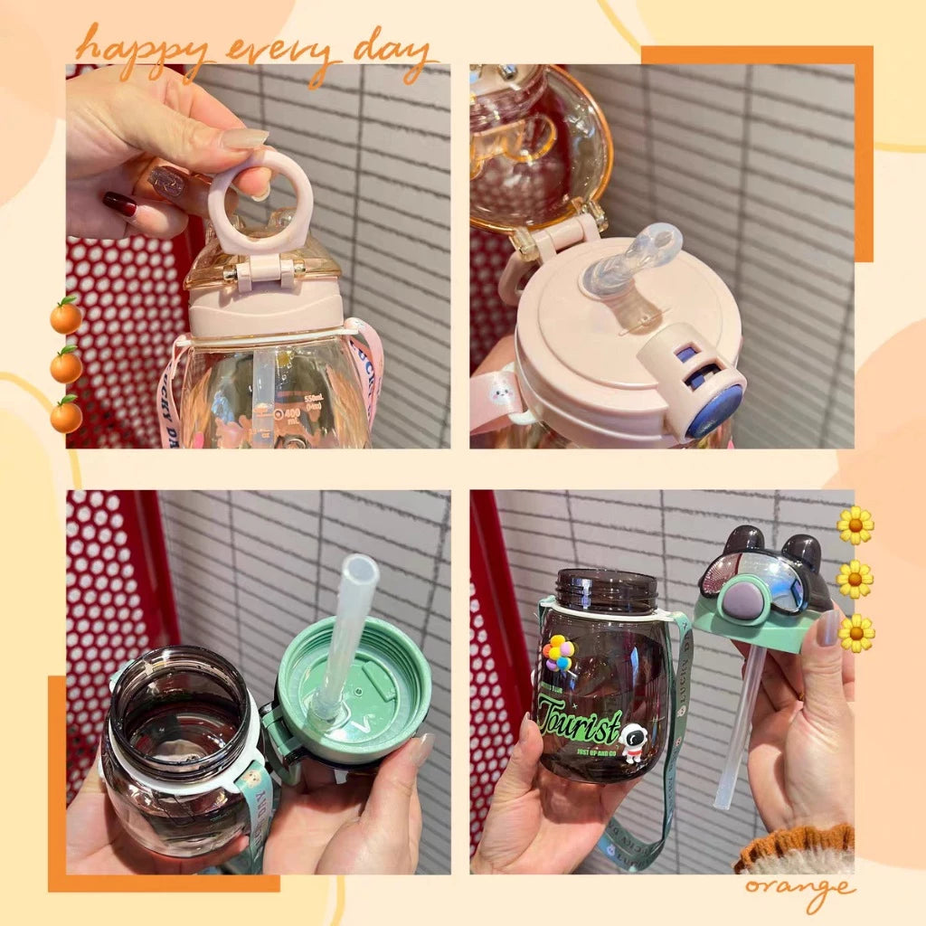 2024Portable Kids Water Cup with Shoulder Strap 650 ML