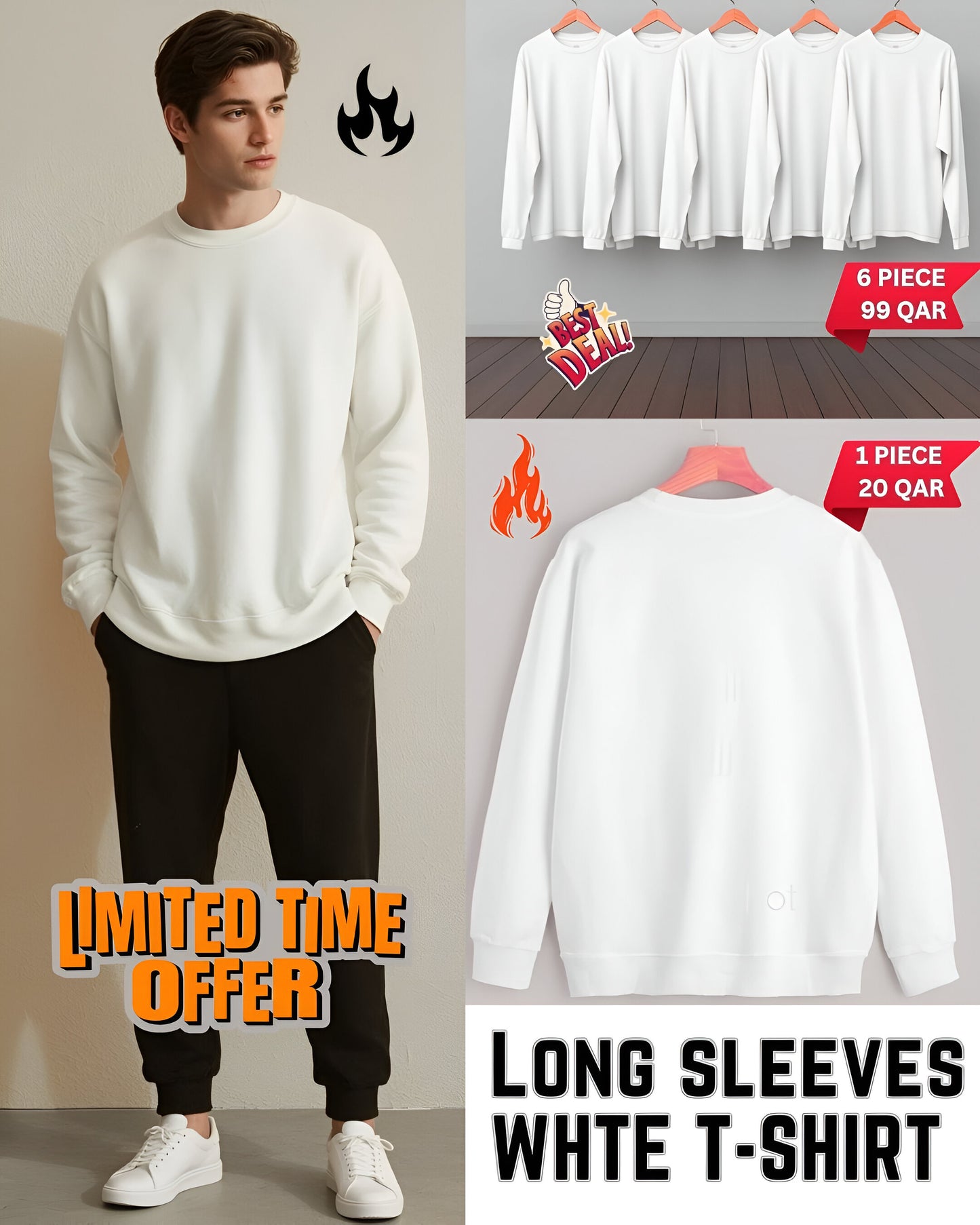 Men'S Casual Crew Neck Sweatshirt (NOT A PATIENT)"  - White, Long Sleeve T-Shirt