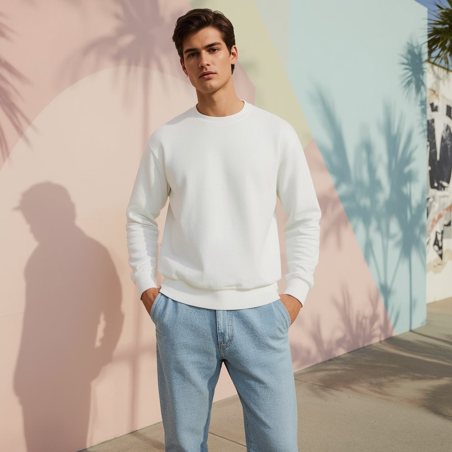 Men'S Casual Crew Neck Sweatshirt (NOT A PATIENT)"  - White, Long Sleeve T-Shirt